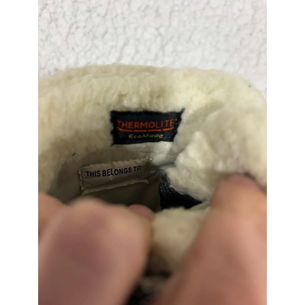 Cat &‎ Jack 6 Black Pink Girls Winter Snow Boots Faux Fur Casual Cozy